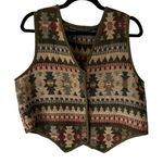 New Identity Womens L Southwestern Tapestry Vest Button Front Sleeveless Top Tan Size L Photo 0