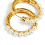 Lele Sadoughi Gold Hoop Earrings with Pearls  Photo 1