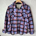 SAGE Collective Purple Plaid Sherpa Shacket Button Front Size L Size L Photo 4