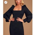 Lulus  Longtime Crush Black Puff Shoulder Long Sleeve Mini Dress W1187 Sz S Photo 0