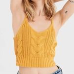 American Eagle  Crochet Knit Babydoll Cami Top Sz L Gold Y2K Coquette Boho Hippie Photo 1