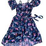 Xhilaration  Floral Shoulder Off Dress, Size M Open , Tie One Button Summer Beach Photo 0