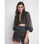 ZARA NWT METALLIC THREAD CROP TOP WITH KNOT BLOGGERS FAV XS BLACK Festive Photo 1
