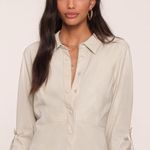 Heartloom Revolve Ivory Faux Leather Top with Open Lace-Up Back NWT XS Photo 1