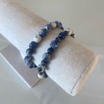 Set of 2 Navy Marbled Beaded Bracelets Blue Photo 0
