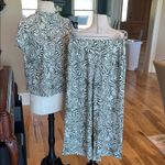 Jude Connally Matching Set Green Cream Tiger Print Top Gauchos Size XS Photo 4
