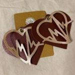 Handmade Faux Leather Burgundy Pink Heart and Beat Women's Earrings Photo 1