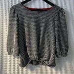 W5 black-and-white pullover top with ruffle sleeves and cute waist detail, M Photo 0