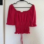 Pilcro Anthropologie  Ruffle Puff-Sleeved Cinched Waist  Smocked Blouse Top Boho Photo 3