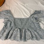 American Eagle Women Blue Ruffle Sleeve Babydoll Blouse Size Large Photo 3