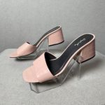 Qupid Tarra Blush Croc Crocodile Vegan Leather Block Heel Sandals Slides Mules 8 Photo 3
