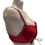 Popsi Size 36C Red Lace Up Underwire Bra W/Mesh Ruffle Trim (Preowned) Photo 3