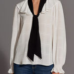 cupio  White Blouse With Black Bow Size Small Photo 0