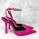 Alexander Wang  Delphine Rhinestone Logo Strap Pointed Toe Pump Heels Hot Pink 38 Photo 0