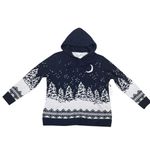 NWT cupcakes & cashmere Soft Winter Navy & White Hoodie Sweater Sweatshirt 1X Blue Photo 5