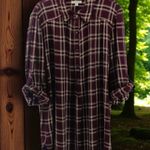 Max Studio  Maroon and Tan Plaid Jersey Button Down Fall Pumpkin Patch Size XL Photo 1