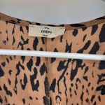 Entro Black Tan Leopard cheetah Print Blouse m short sleeve casual oversized Photo 7