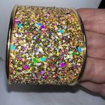 Gold Tone Large Chunky Iridescent Sparkle‎ Cuff Bracelet Photo 10