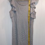 J. Crew striped ruffle sleeveless t shirt dress sz S GUC Black Photo 6