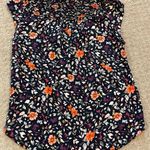 Daniel Rainn Navy Blue & Floral V-Neck Cap Sleeve Blouse S Photo 3