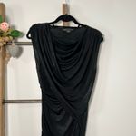 Armani Exchange Black Sleeveless Draped Front Mini Dress Size Medium Photo 2