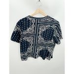 Tommy Jeans Women Cropped Tee Blue Bandana Paisley Print Logo Sz S Festival Photo 1