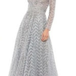 Mac Duggal 20189 Embellished Illusion Long Sleeve Wrap Over Gown Size 14 Photo 0