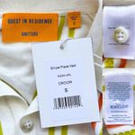 Guest In Residence Stripe Plaza Vest Cotton Knit Cream Citron Orange Small NWT White Photo 4