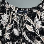 Angels Forever Young medium pullover hi low blouse black white floral tie front Photo 2