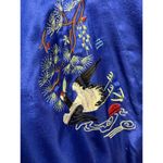Rose Silk Women's Robe Kimono Asian Blue Embroidered Birds XL Photo 8
