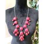 Women's Red Statement Necklace Lobster Clasp Bubble Beads Bold Gold Photo 1