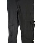 Spirit Vintage Cargo Capri Pants Womens S Black Linen Roll Tab Hem Y2K Coastal Photo 2