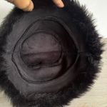 Black Faux Fur Oversized Black Bucket Hat Rocker Goth Y2K Reversible? One Size Photo 5