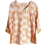 J.Jill Coral Reef Print Linen 3/4 Sleeve Coastal Beach Resort Tunic Top Size XS Photo 0