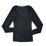 Anthropologie A by Black and Gold Metallic Sweetheart Neck Ribbed Sweater Photo 2