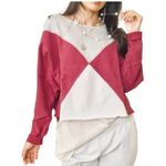 Free People  Montauk Pieced Colorblock Pullover Crewneck Sweatshirt Top Small Photo 2