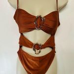 Commense metal Detail Brown One Piece Swim Suit Size L NWT! Size L Photo 2