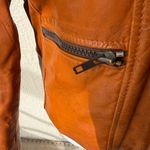 Vtg Women’s Moto 60’s 70’s Fitted Rustic Burnt Orange Leather Jacket Coat Size M Photo 7