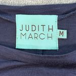 Judith March Embroidered Alabama Tunic Top Women's Medium Navy Blue Short Sleeve Photo 2