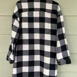 Forever 21 Black White Checkerboard Plaid Mid-Length Snap Front Coat Women Small Photo 4