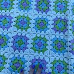 Design History  small cream purple green granny core sweater crochet geometric Photo 3