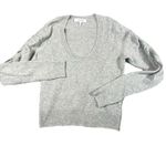 FRAME 100% Cashmere Sweater Small Ruched Sleeve Scoop Neck Gray Chic Timeless Photo 4