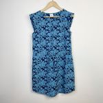 CAbi  Java Blue Floral Tie Waist Cap Sleeve Button front Lightweight Dress 5265 S Photo 1