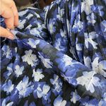 Monique Lhuillier Dress Women 14 Blue Black Melanie V Neck Chiffon Sleeveless Photo 8