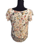 Allegra K Floral Butterfly Short Sleeve Lined Womens Top Small S Photo 2