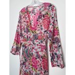 Debbie Katz inez Zara pink floral midi wrap sheer summer resort dress XS Photo 6