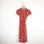 Madewell  Ruffle-Edge Wrap Midi Dress Size XS Daisy Daydream Red Floral Boho Photo 3