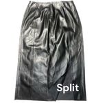 Super soft black faux ( looks real) leather mid length skirt with split Size 10 Photo 1