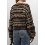 L'Agence  Harriet Blouson Sleeve Wool Blend Cardigan Brown Mulit Stripe M $360 Photo 1