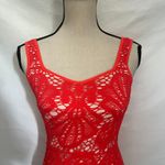 Free People Intimately  Crochet Bodycon Dress Sz M/L Coral Festival Coquette Y2K Photo 2